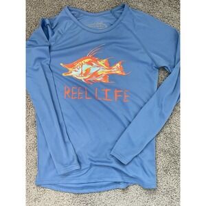 Reel Life Women's Long Sleeve UV Sun Protection Tee Size M Colorful Hogfish